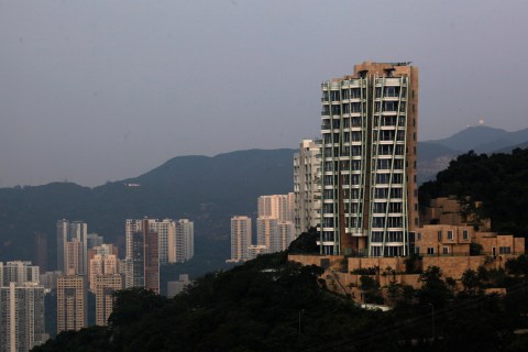 Sandstone-and-glass 12-unit Opus block which set record price is seen in Hong Kong