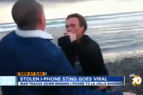image: Man fights for iPhone near La Jolla, California.