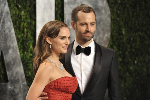 Natalie Portman and Benjamin Millepied arrive at the 2012 Vanity Fair Oscar Party