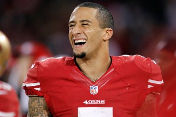 image: San Francisco 49ers quarterback Colin Kaepernick (7) smiles on the sideline during the fourth quarter of an NFC divisional playoff NFL football game against the Green Bay Packers in San Francisco, Saturday, Jan. 12, 2013.