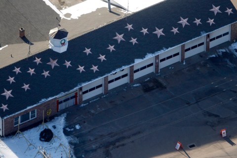The roof of the Sandy Hook Fire Department with 26 stars is seen near Sandy Hook Elementary School in Sandy Hook