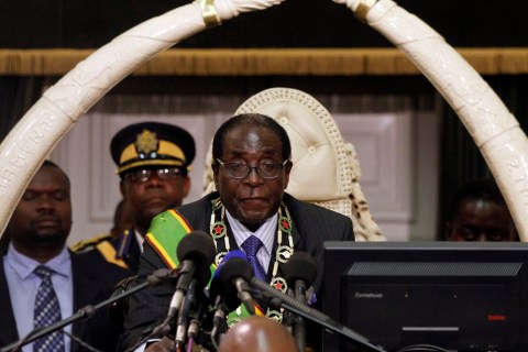 Zimbabwean President Robert Mugabe opens the country's Parliament  in Harare