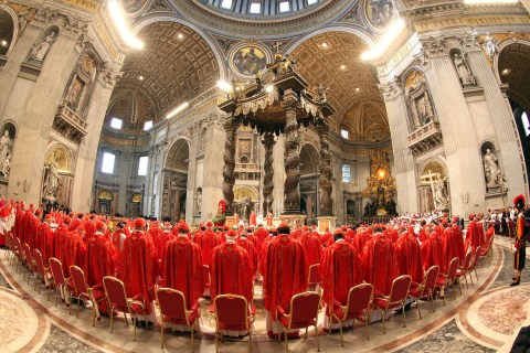 Cardinals Conduct Their Final Mass Before Entering Into The Conclave
