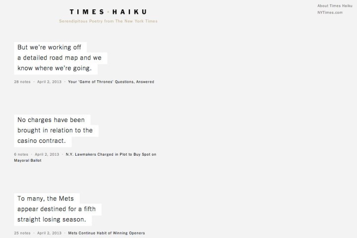 New York Times' Haiku Generator Turns into | TIME.com