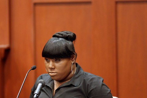 Witness Rachel Jeantel gives her testimony to the defense during George Zimmerman's trial in Seminole circuit court June 26, 2013 in Sanford, Fla.