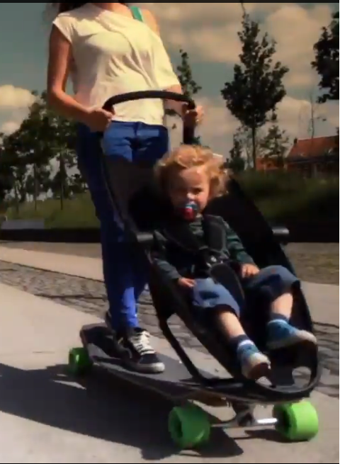 stroller with skateboard