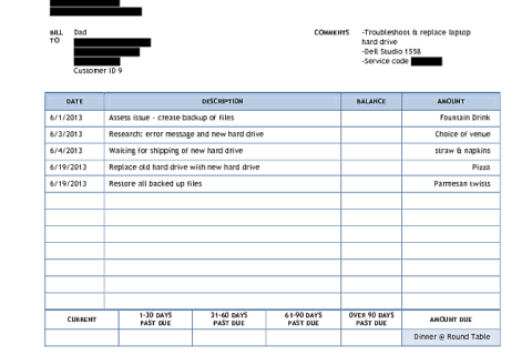 The bill I gave my dad for replacing his laptop hard drive - Imgur
