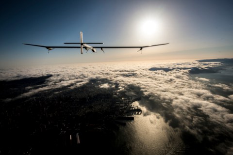 Solar Impulse flies over San Francisco bay