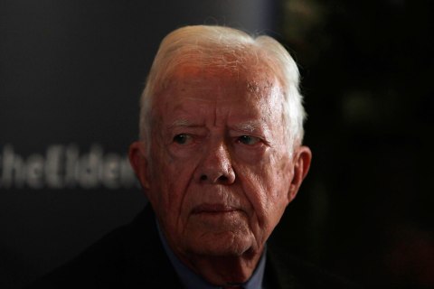 Former U.S. President Jimmy Carter speaks during a news conference in Jerusalem October 22, 2012.