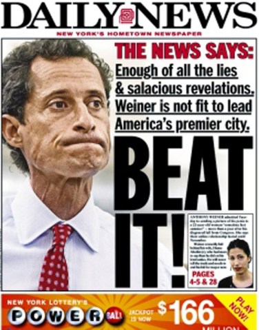 New York Daily News Anthony Weiner