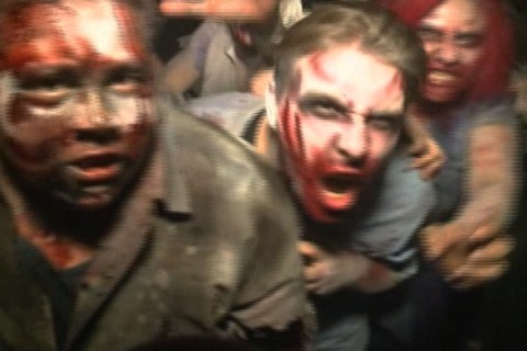 Zombies at haunted house