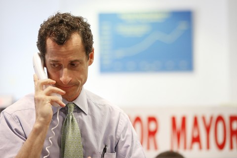 Anthony Weiner Visits His Campaign Headquarters
