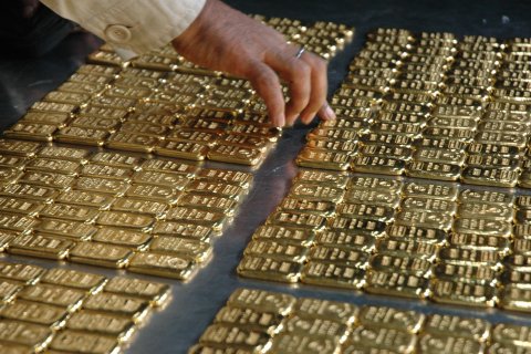 The airport armed police battalion recovered 280 pieces of gold bars from a Fly Dubai flight at Hazrat Shahjalal International Airport in Dhaka, Bangladesh, on Oct. 29, 2013.