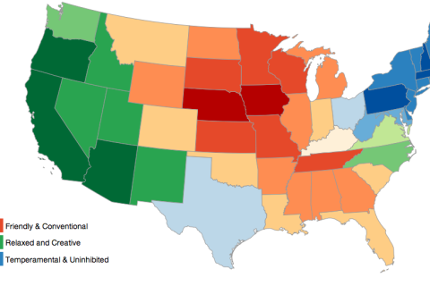 Map of the United States Personality Test