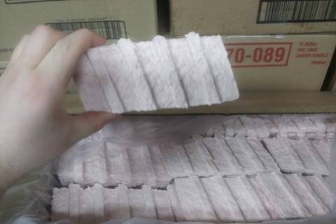 My buddy works at McDonald's and sent me this photo of raw McRib meat. - Imgur