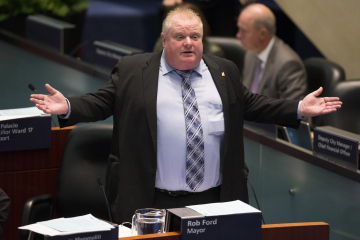 Toronto Mayor Rob Ford talks during council at City Hall in Toronto