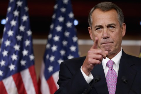 John Boehner Holds Weekly Briefing At The Capitol