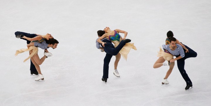 Spain's Sara Hurtado and Adria Diaz compete during the Figure Skating Ice Dance Free Dance Program at the Sochi 2014 Winter Olympics