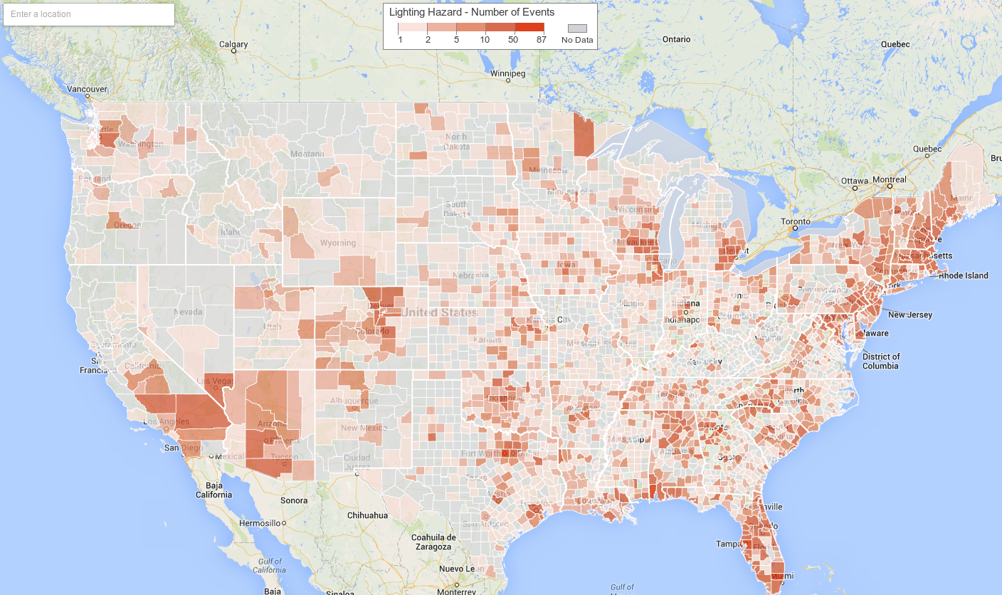 Lightning Map by USGS Shows Where You're Most Likely to Get Struck |  